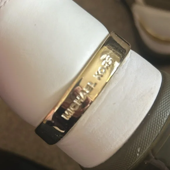 Michael Kors Mesh Sage and Gold Platform Sneakers Size 10 - Picture 11 of 12